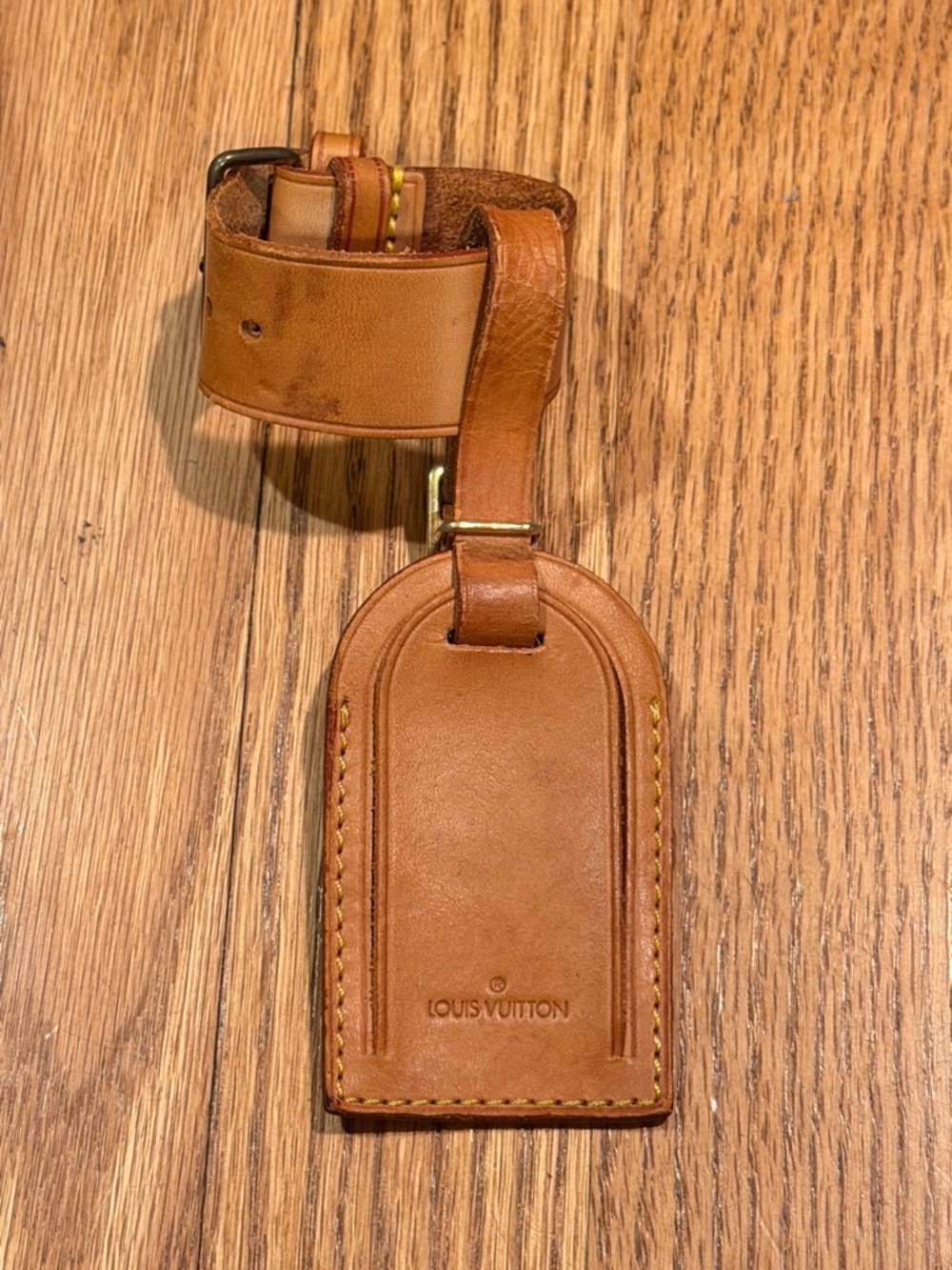 Louis Vuitton Brown Leather Luggage Tag with Strap
